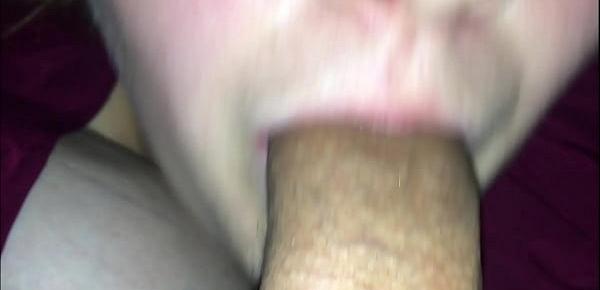  MILF mom sucks shaved smooth young teen dick dry then swallow his cum load